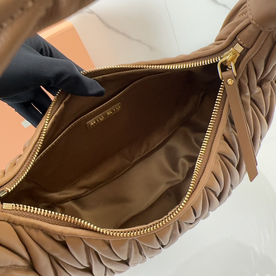 Miumiu  Wander Matelassé Medium Hobo Nappa Leather Underarm Bag
