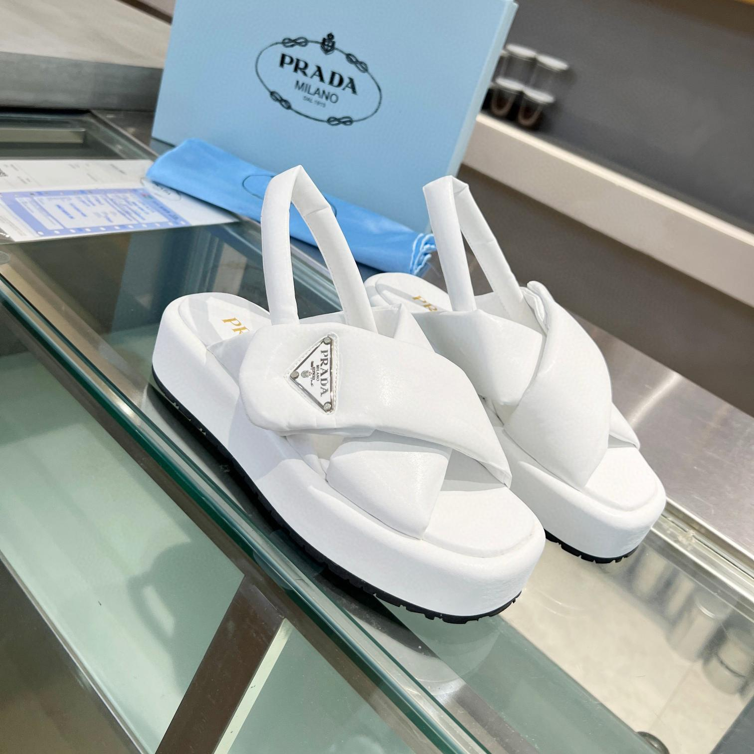 Prada Leather Peep-toe Beach Sandals Slide
