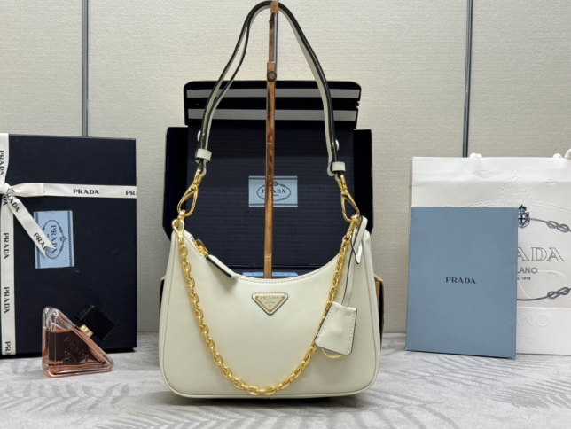 PRADA New Plain White Armpit Bag