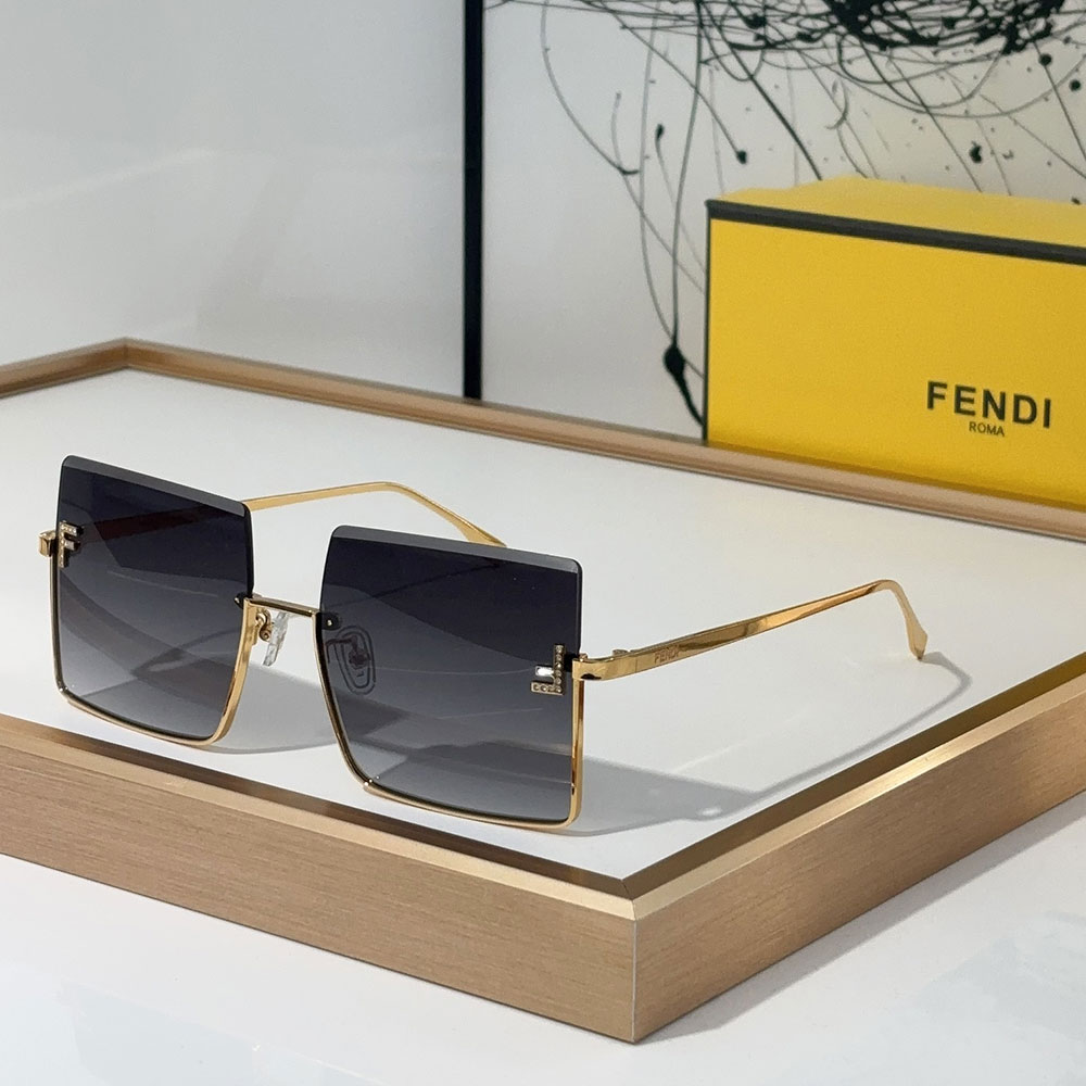 Fendi Half Frame Thin Metal Frame Sunglasses Top quality