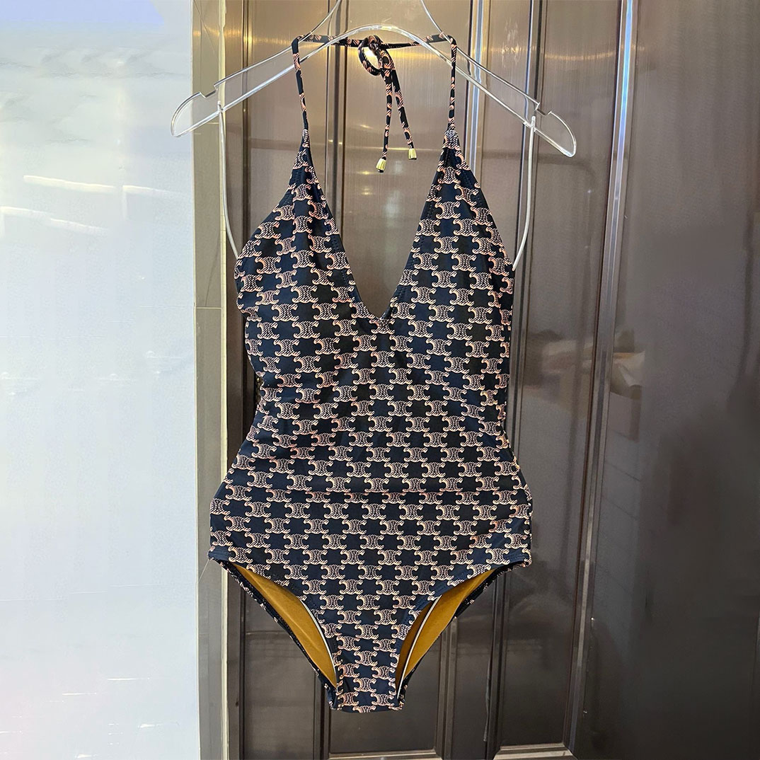 Celine Halter Buckle One-piece Swimsuit Swimwear