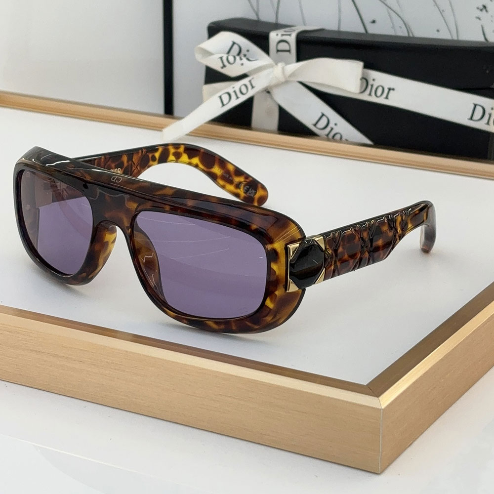 Dior Classic Logo Decorated Mirror Leg Acetate sunglasses Top quality