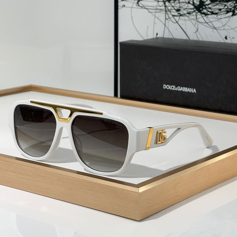 DOLCE & GABBAN DG Mirror Leg Hollowed Out Logo Sunglasses Top quality