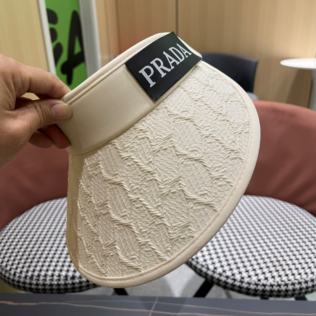 Prada Small Fragrant Wind Shade UV Protection Empty Top Hat  Sunhat