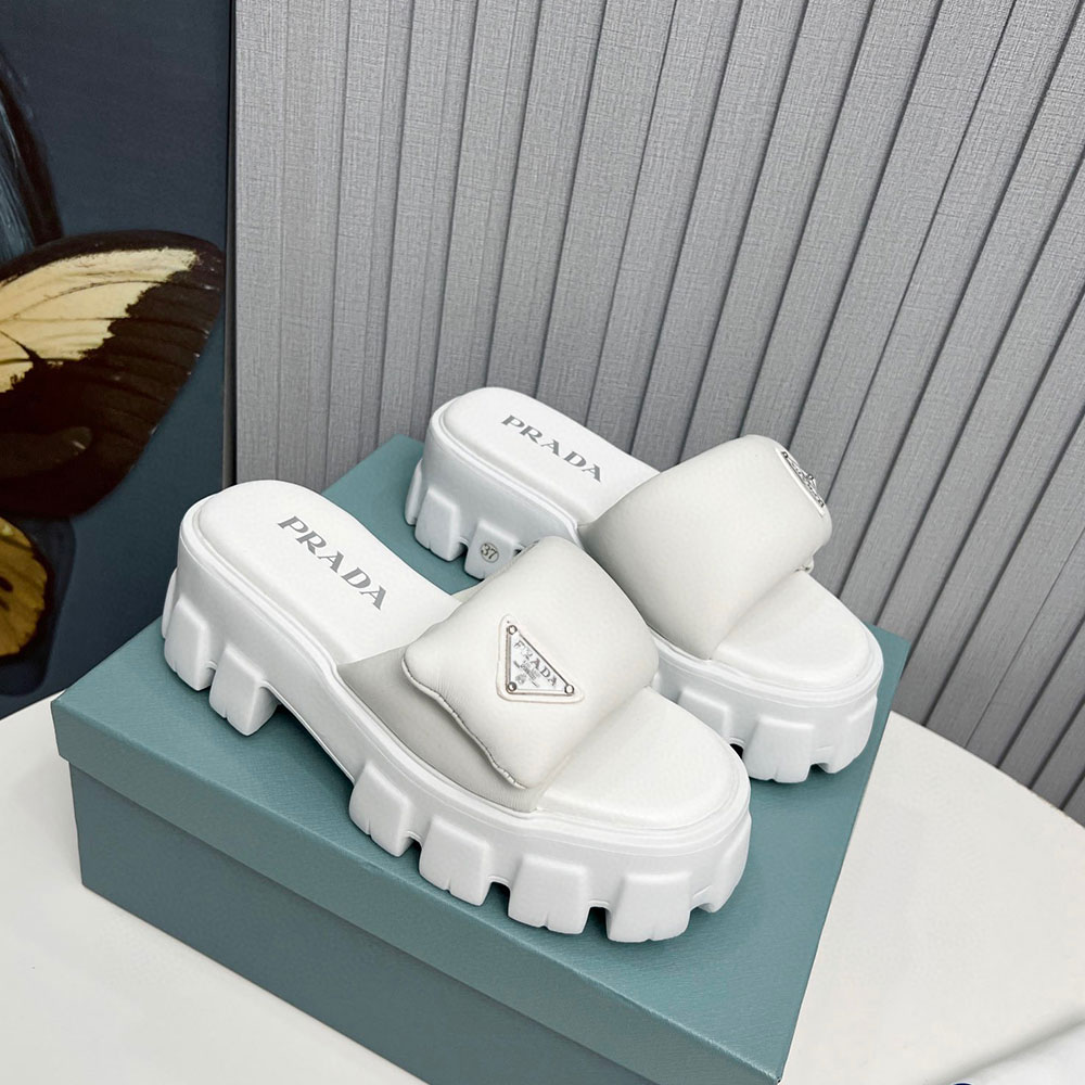 Prada Leather Platform Sandals Slide Sandal