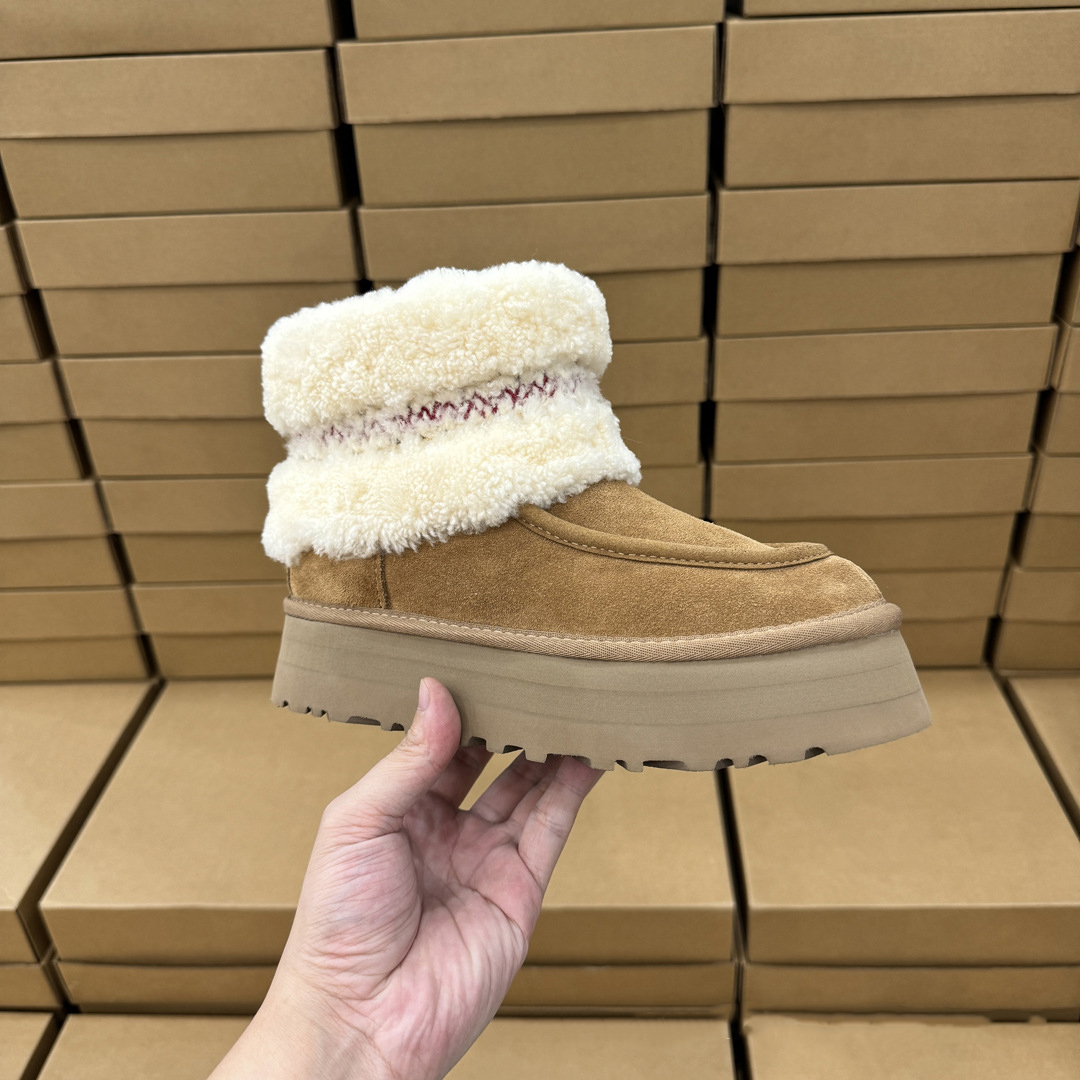 Ugg new snow boots women's height increasing thick soled warm suede short boots