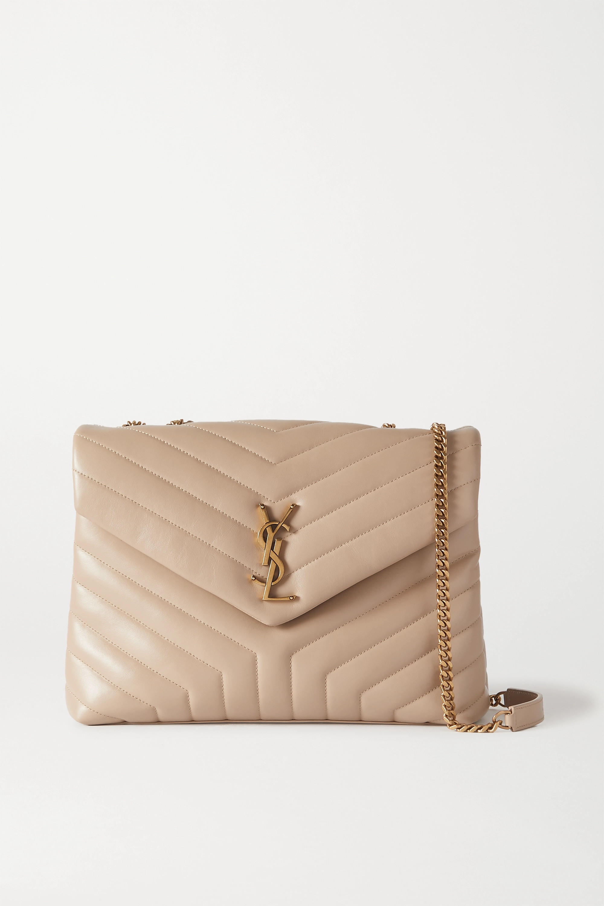 SAINT LAURENT Loulou medium quilted leather shoulder bag beige