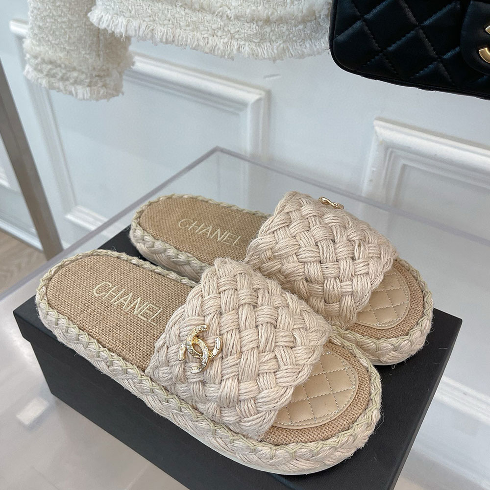 Chanel All kinds of Woven Fabrics Sandals Slide