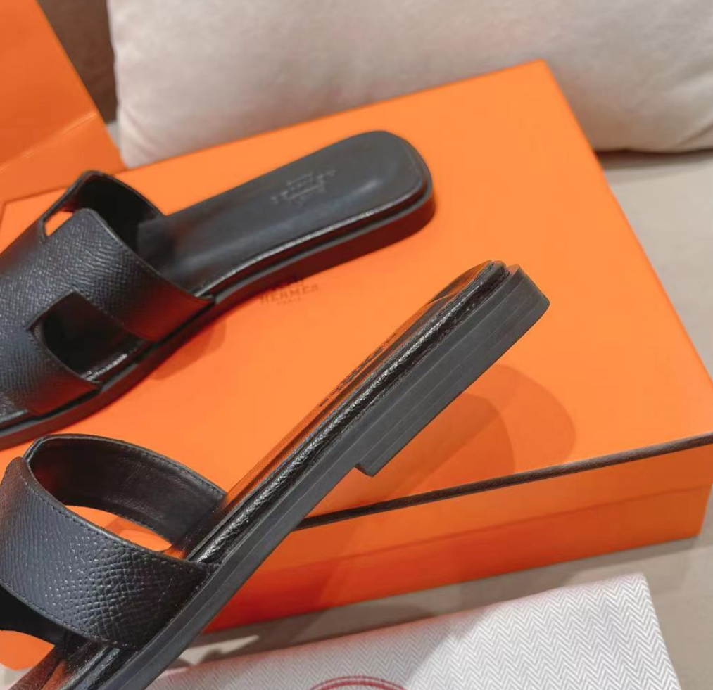 Hermes sheepskin leather outsole new slippers
