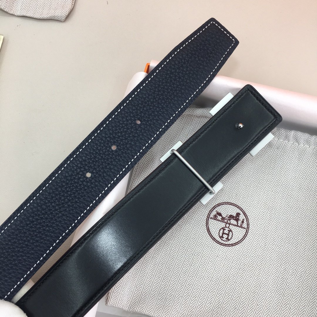 Hermes H Belt Buckle & Reversible Black Belt 380MM