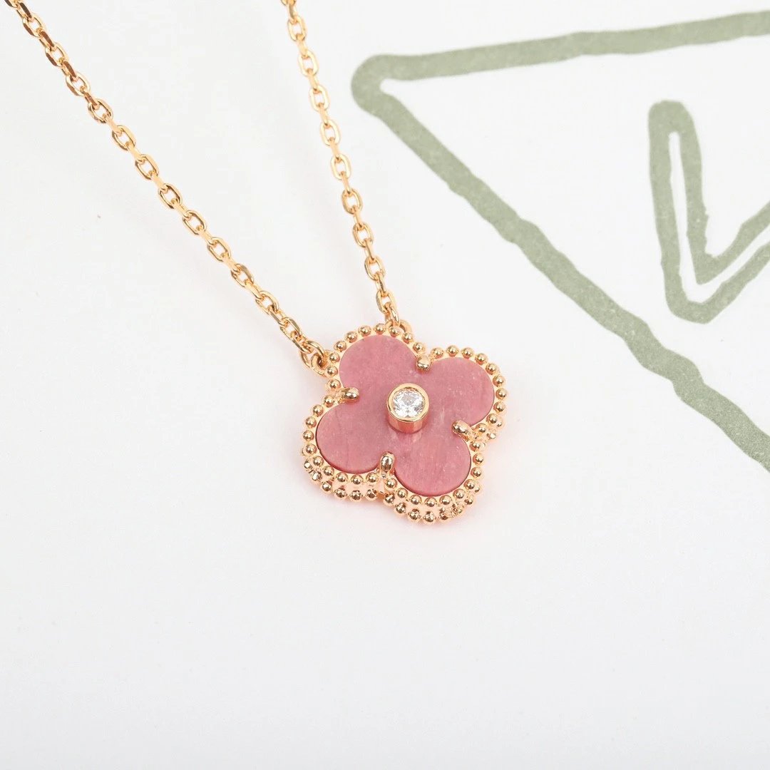 Van Cleef&Arpels VCA alhambra Natural rhodonite Necklace Jewelry