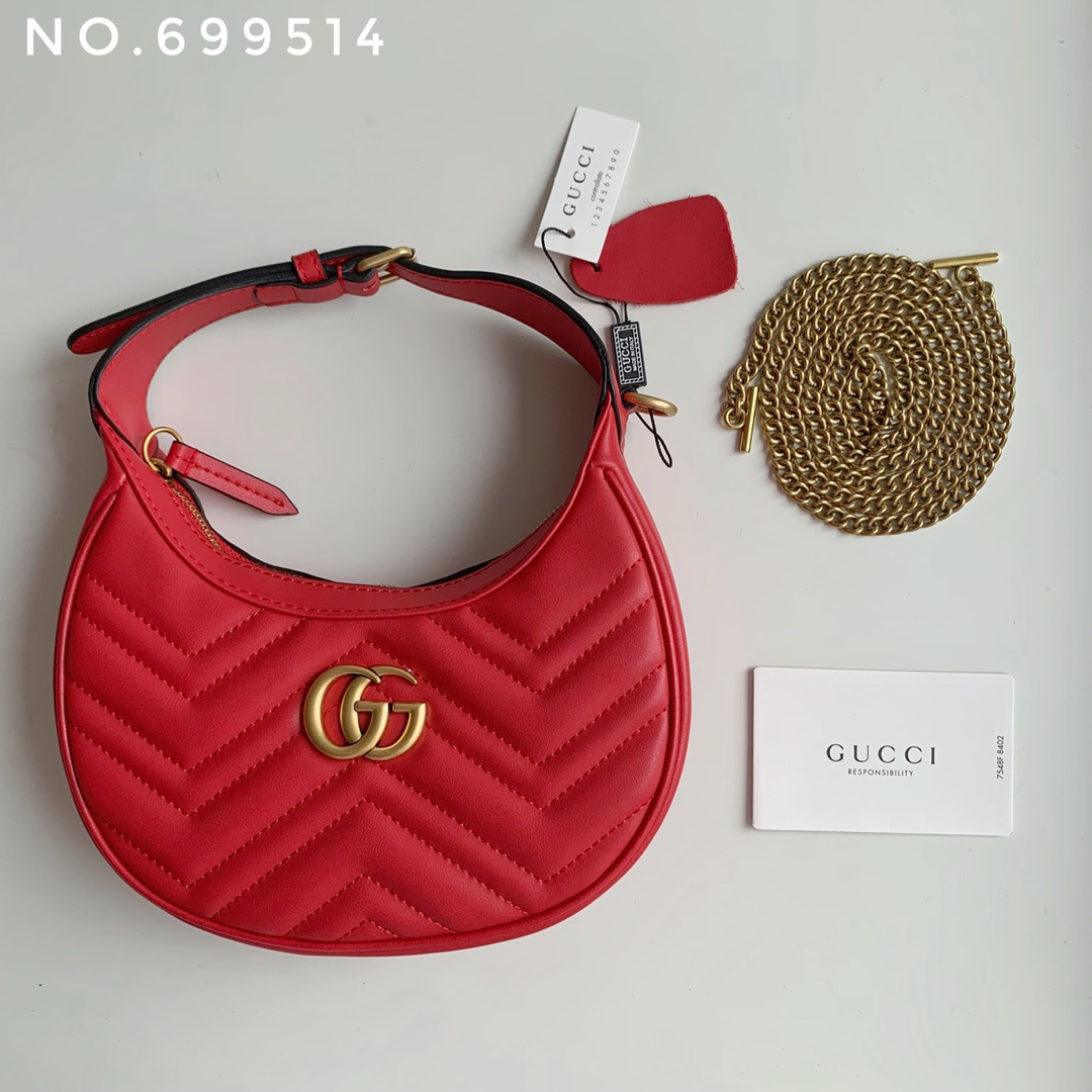 Gucci Marmnt Half Moon Shoulder Bag