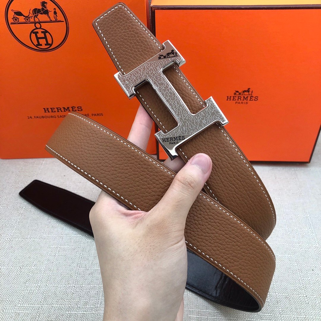 Hermes H Belt Buckle & Reversible Black Belt 380MM