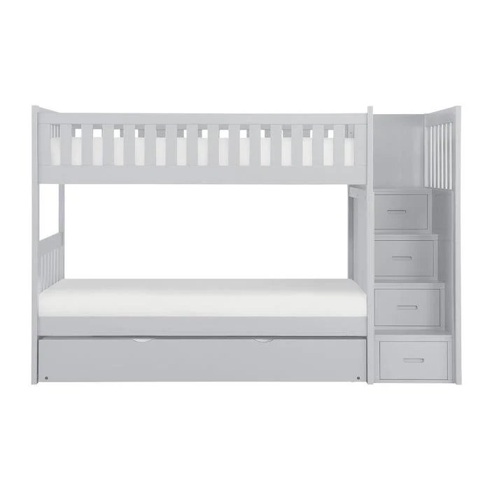 B2063SB-1R - (5) Twin/Twin Step Bunk Bed with Twin Trundle