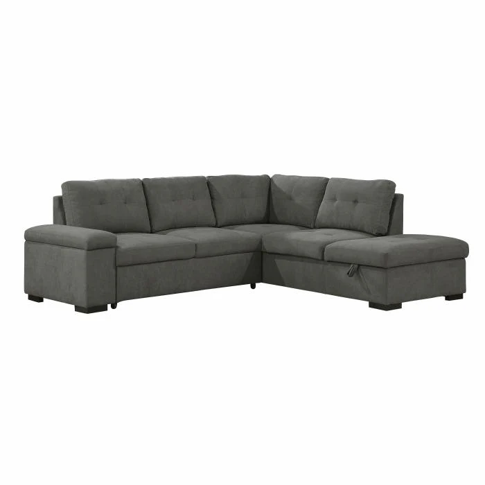 9390DG22LRC - (2)2-Piece Sectional with Pull-out Bed and Right Chaise with Storage Ottoman