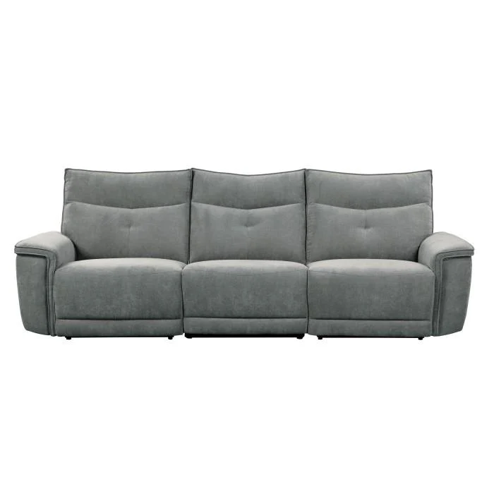 Tesoro Power Double Reclining Sofa w/ Power Headrests in Dark Gray 9509DG-3PWH
