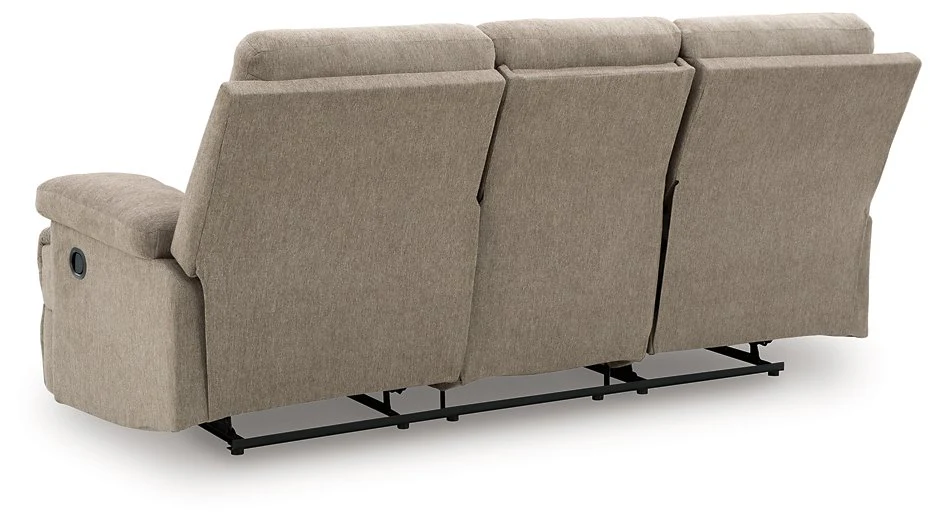 Side-Swipe Reclining Sofa with Drop Down Table