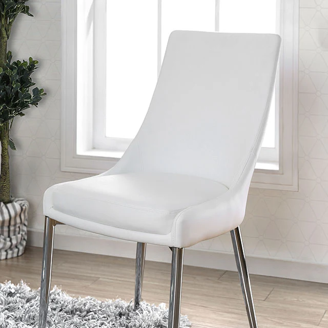 Izzy Silver/White Side Chair, White (2/CTN)