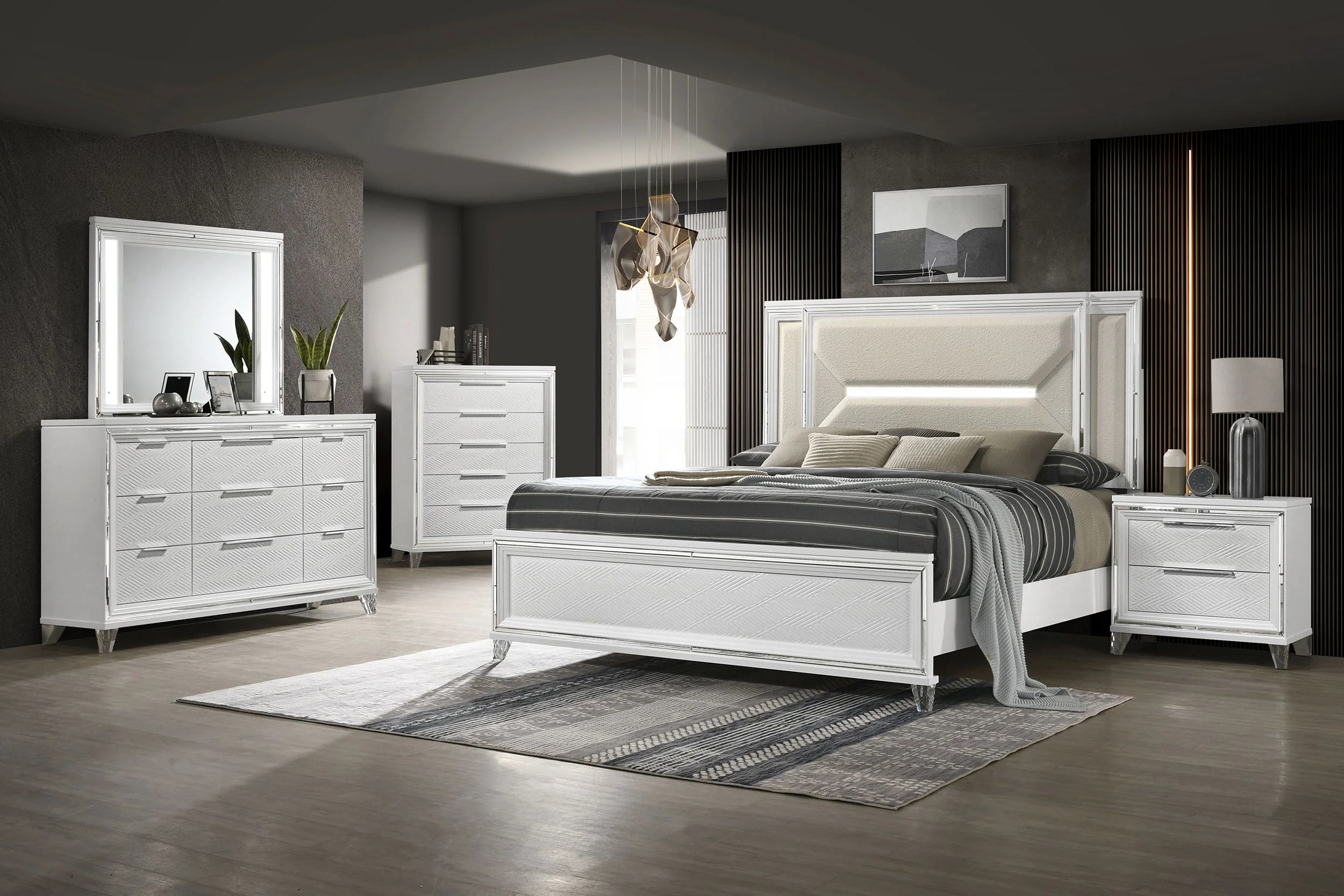 Marmore 4 & 5 Pc E.king, Cal.king, & Queen Bedroom Set