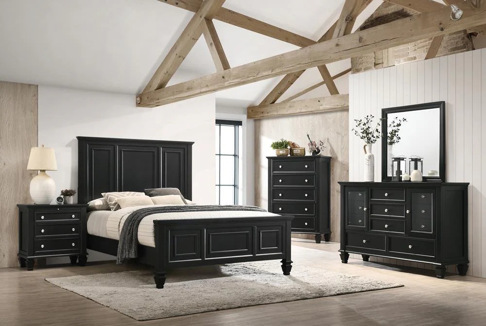 Sandy Beach 4 & 5 Piece Storage Bedroom Set with Sleigh Headboard E.King, Queen, & Cal.King