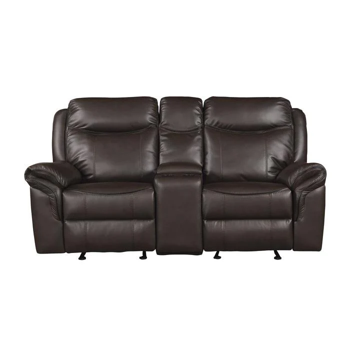 Aram Double Glider Reclining Loveseat in Brown 8206BRW-2