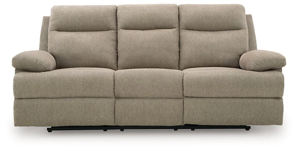 Side-Swipe Reclining Sofa with Drop Down Table