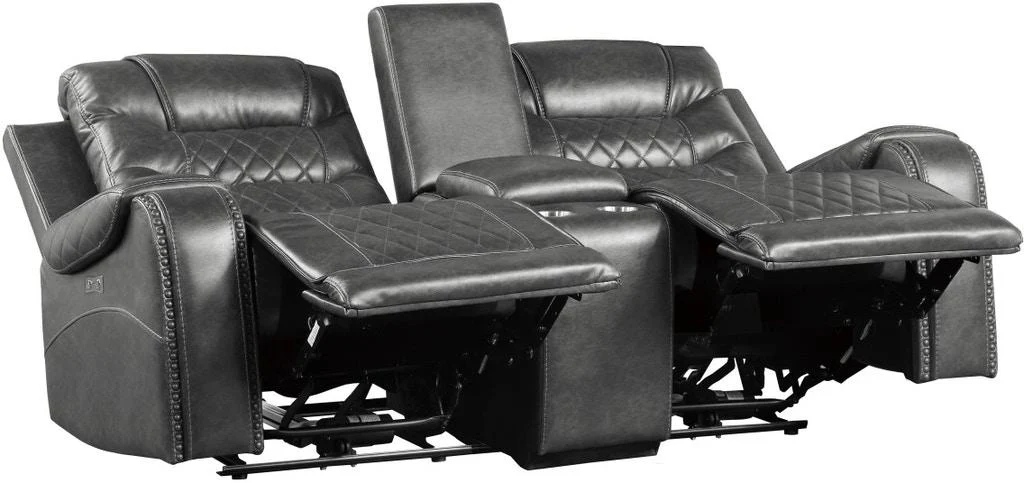 Putnam Power Double Reclining Loveseat in Gray 9405GY-2PW