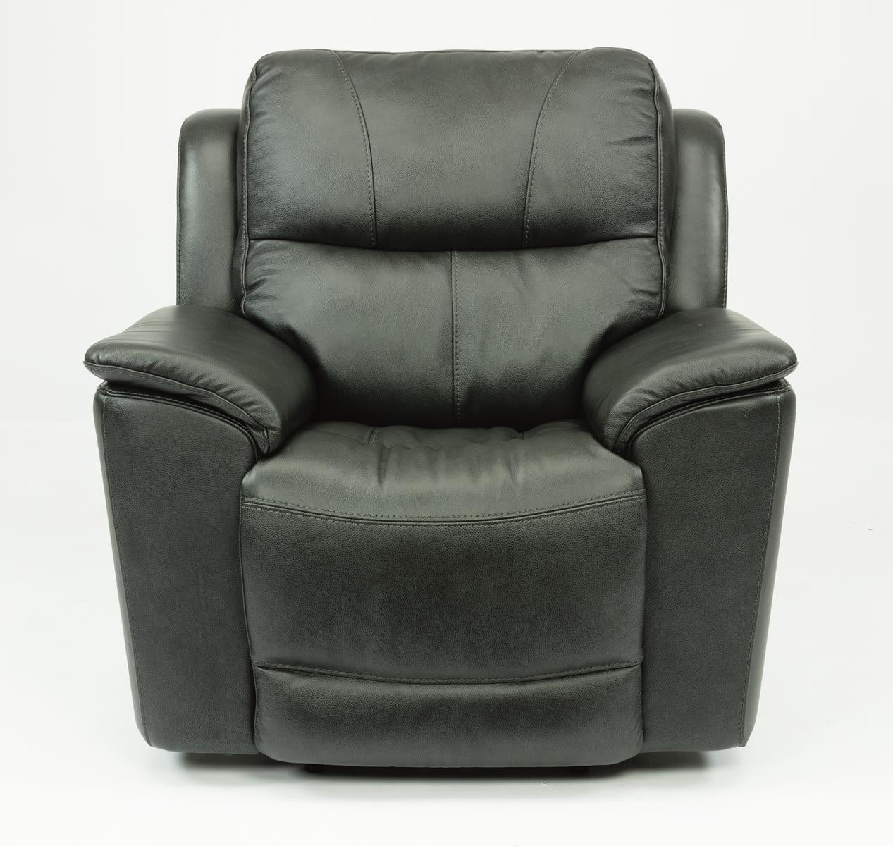 Flexsteel Latitudes Cade Leather Power Recliner w/Power Headrest in Black