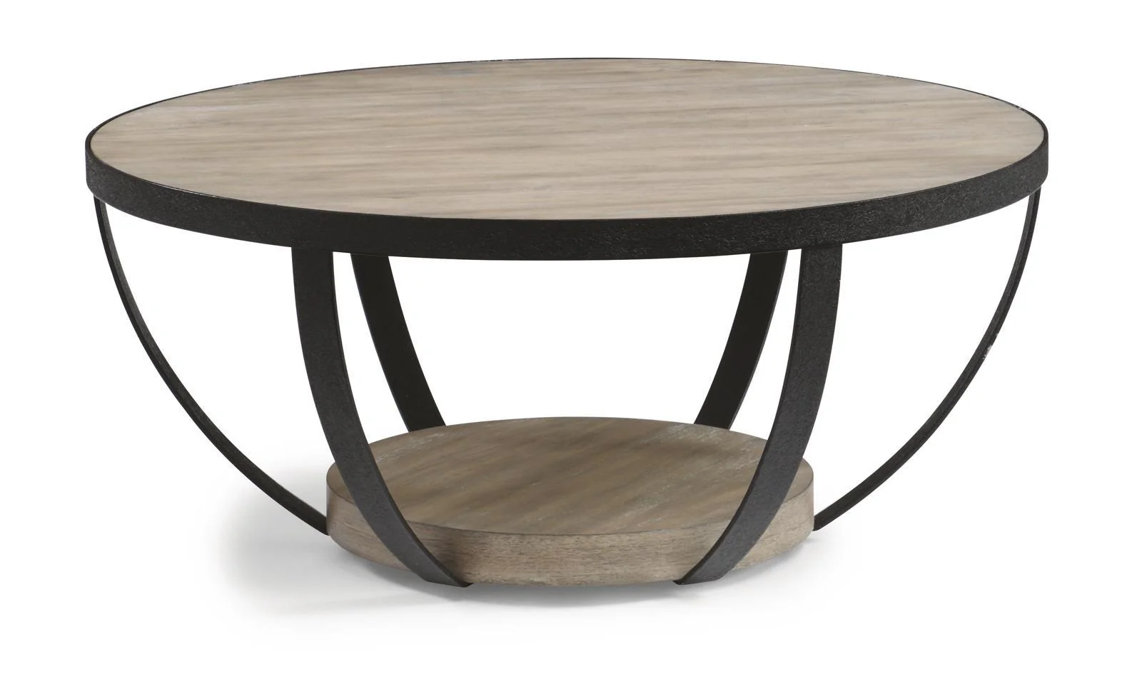Flexsteel Compass Round Cocktail Table in Gray/Black