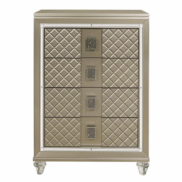 Youth Loudon 4 Drawer Chest in Champagne Metallic B1515-9