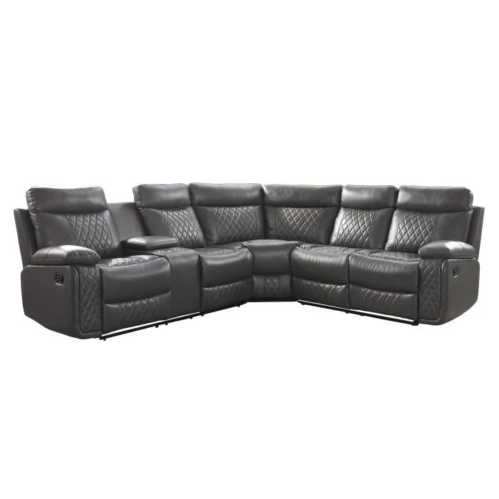 9599GRYSC - (3)3-Piece Reclining Sectional with Left Console