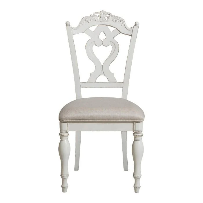Cinderella Chair in Antique White with Grey Rub-Through 1386NW-11C