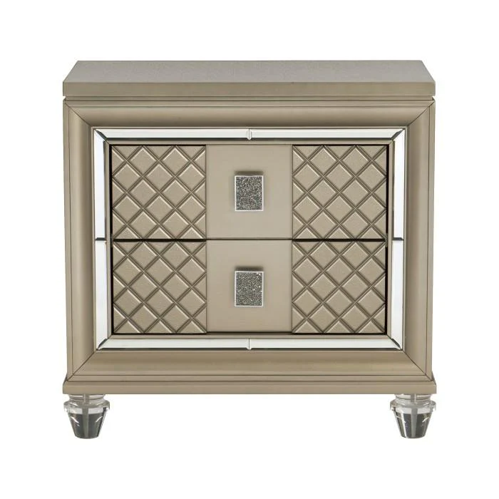 Loudon 2 Drawer Nightstand in Champagne Metallic 1515-4
