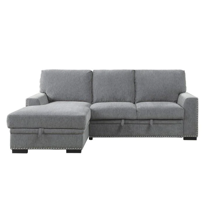 Morelia 2pc Sectional with Pull Out Bed and Left Chaise in Dark Gray 9468DG2LC2R