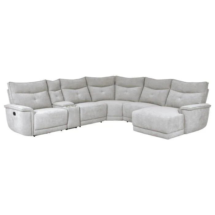 Tesoro 6pc Sectional w/ Right Chaise in Mist Gray