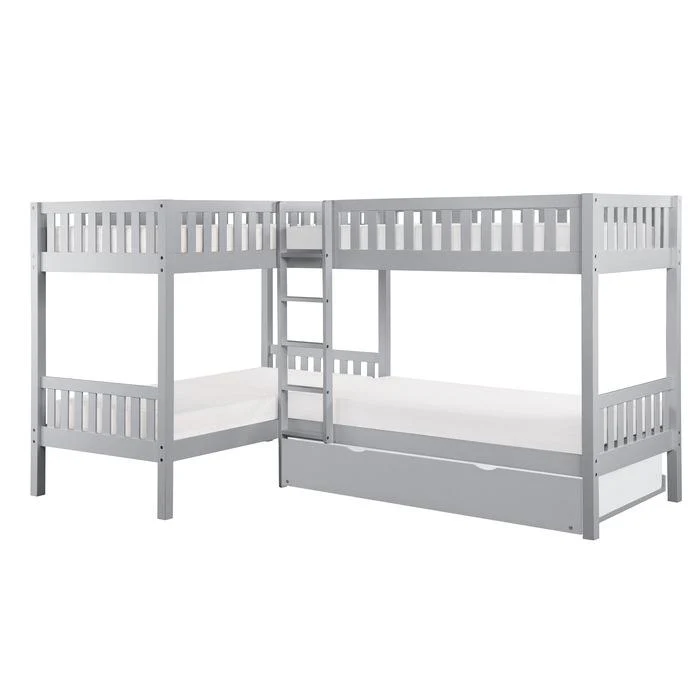 B2063CN-1R - (4) Corner Bunk Bed with Twin Trundle