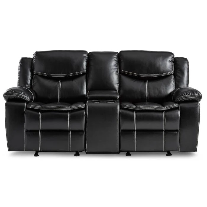 Bastrop Double Glider Reclining Loveseat in Black 8230BLK-2