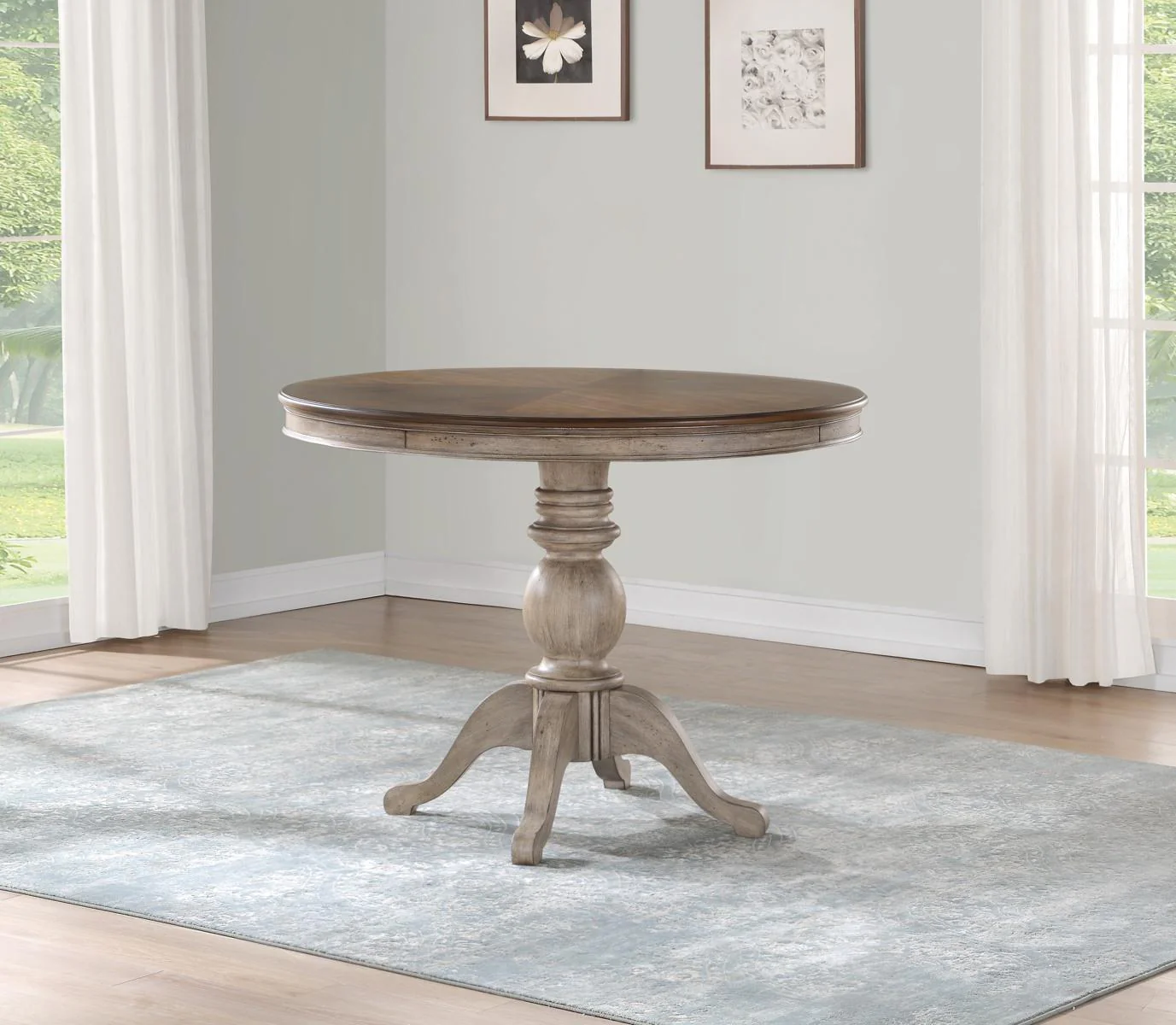 Flexsteel Wynwood Plymouth Pedestal Counter Height Dining Table in Two-Toned