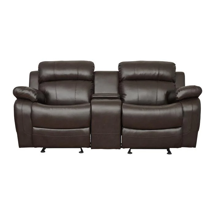 Marille Double Glider Reclining Loveseat with Center Console in Brown