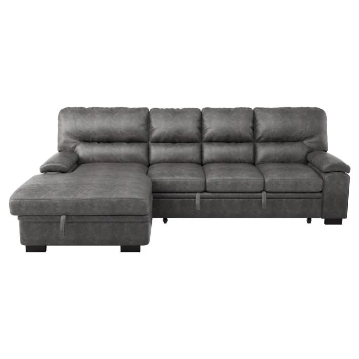 Michigan Sectional with Pull Out Bed and Left Chaise in Dark Gray 9407DG2LC3R