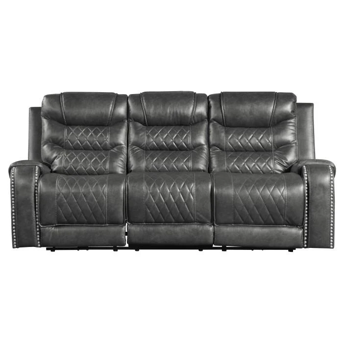 Putnam Double Reclining Sofa with Drop-Down in Gray 9405GY-3