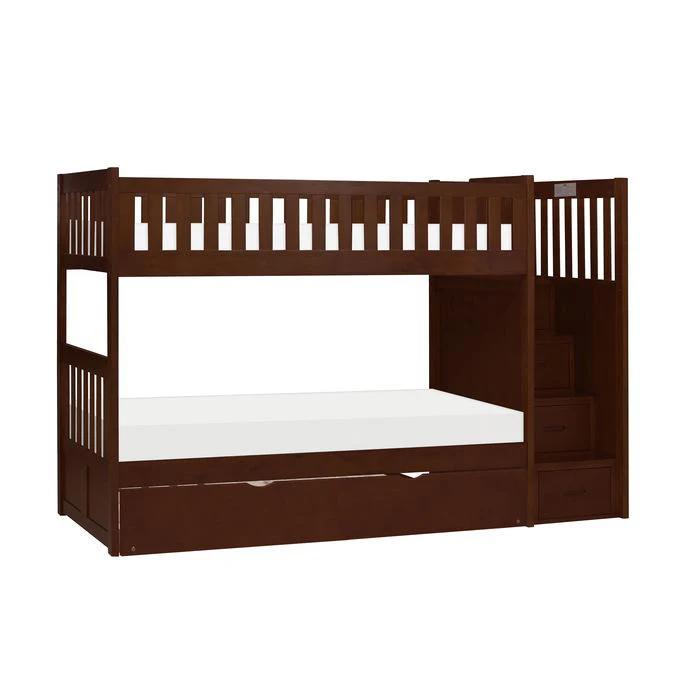 B2013SBDC-1R - (5) Twin/Twin Step Bunk Bed with Twin Trundle