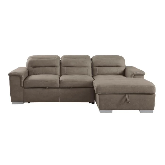 9808STPSC - (2)2-Piece Sectional with Adjustable Headrests, Pull-out Bed and Right Chaise with Hidden Storage