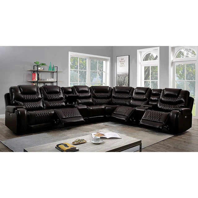 Mariah Power Sectional w/ Recliner Brown