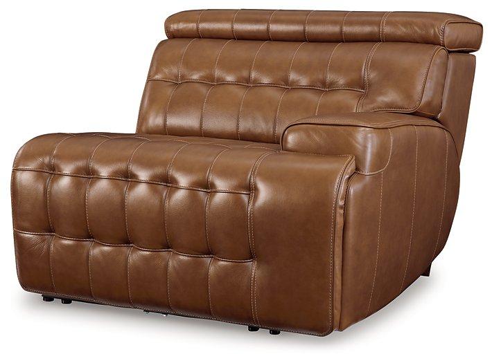 Temmpton Dual Power Leather Reclining Modular Loveseat with Console