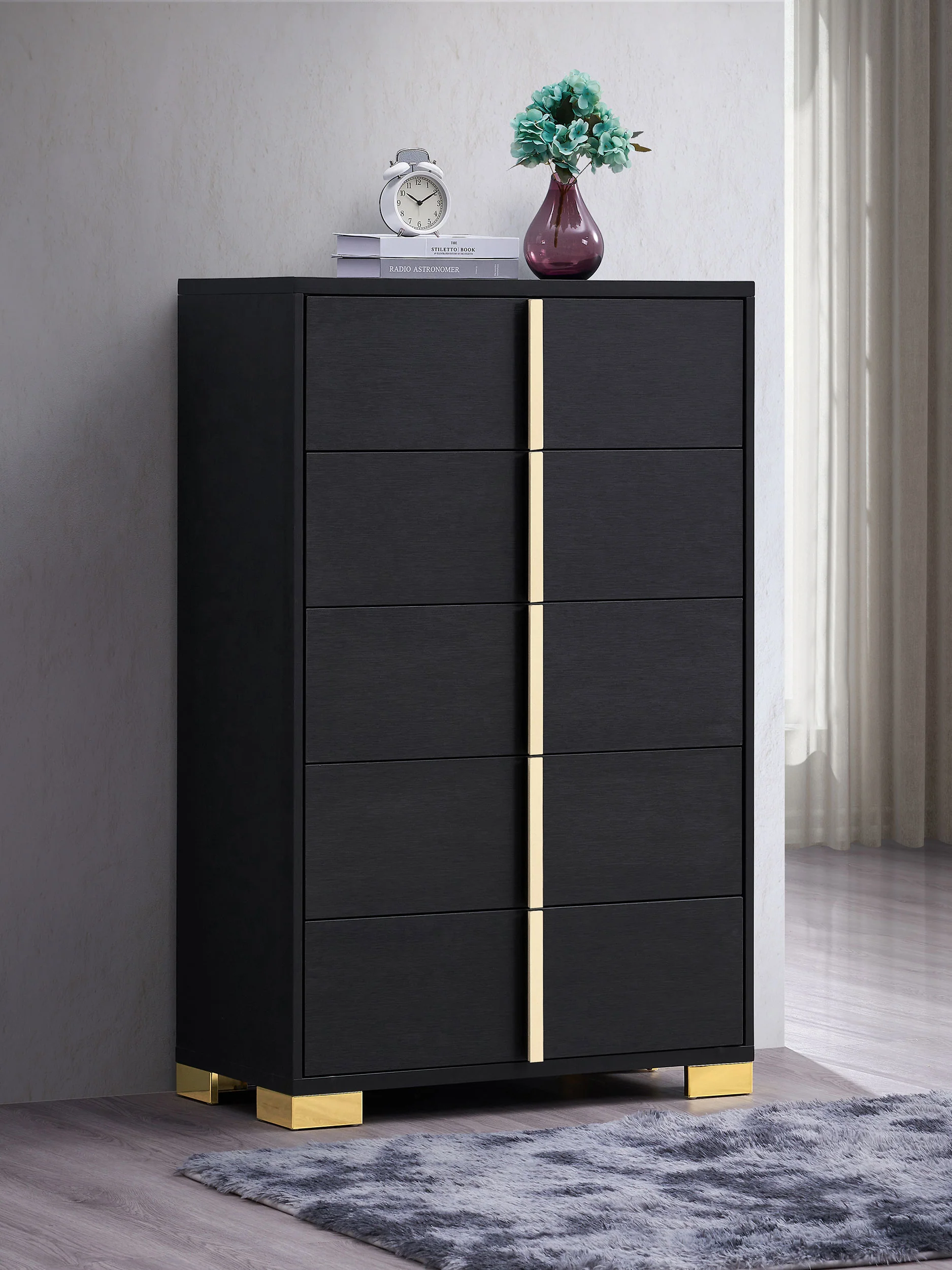 Marceline 5-drawer Chest Black