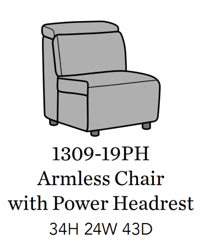 Flexsteel Latitudes Astra Leather Armless Chair w/Power Headrest