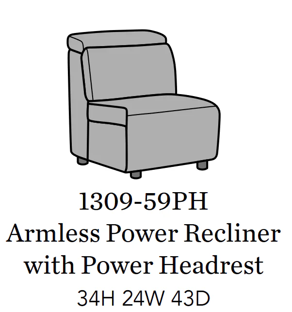 Flexsteel Latitudes Astra Leather Armless Power Recliner w/Power Headrest