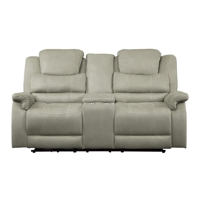 Shola Power Double Reclining Loveseat in Gray
