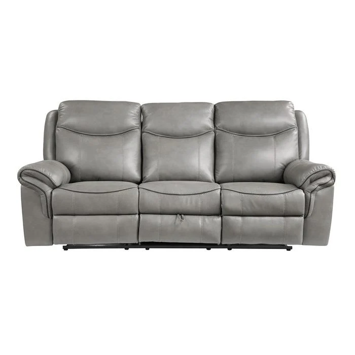 8206GRY-3 - Double Reclining Sofa with Center Drop-Down Cup Holders, Receptacles, Hidden Drawer and USB Ports